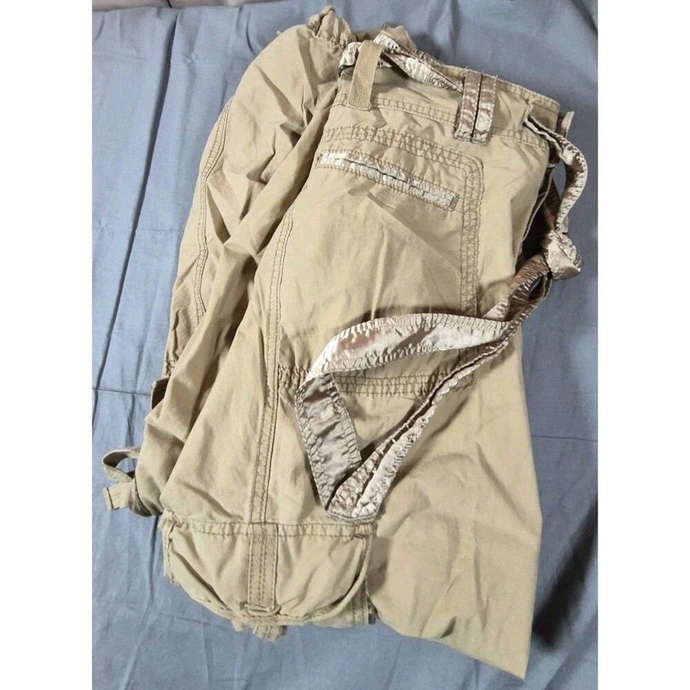 Vtg Y2K Abercrombie & Fitch Paratrooper Cargo Pants Womens Size 6 Khaki Ribbon